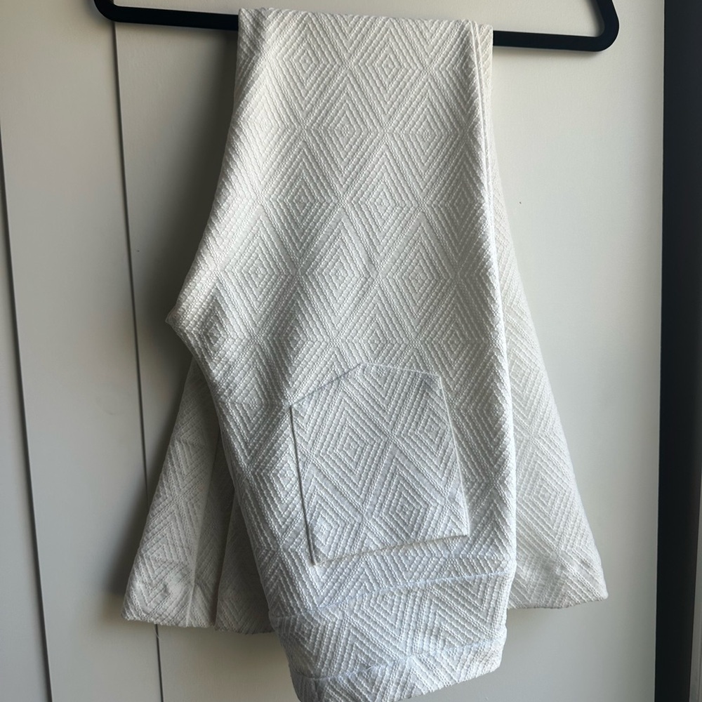 White Textured Boot-Cut Bell Bottom Flare Pants with Subtle Pattern - Picture 12 of 15